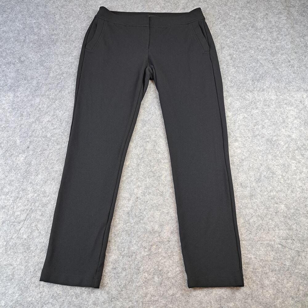 Eileen Fisher Pants Women Small Petite Black Ponte Knit Pull On Straight Stretch